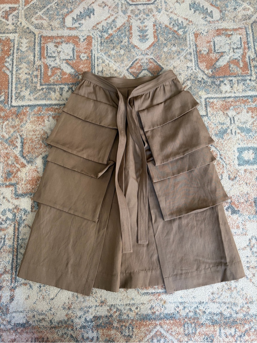 Lemaire Tiered Utility Midi Skirt in Brown
